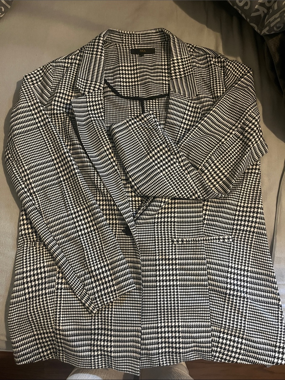 Women's Black & White Glen Plaid Blazer